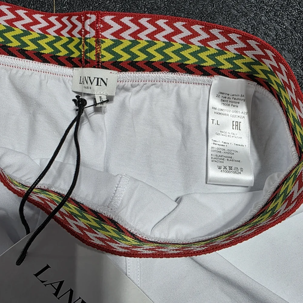 NWT Lanvin Curb Stretch Cotton Boxer Briefs In White Sz L